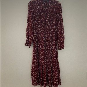 Long floral red dress